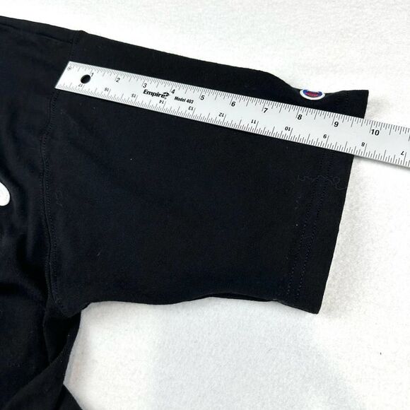 Champion Blue Bar Vintage 70s Black Big Stitched Logo T Shirt Men’s L - Picture 10 of 10